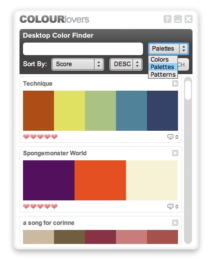COLOURlovers Arayüz COLOURlovers Arayüz