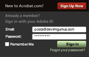 Acrobat.com Kullanıcı Girişi