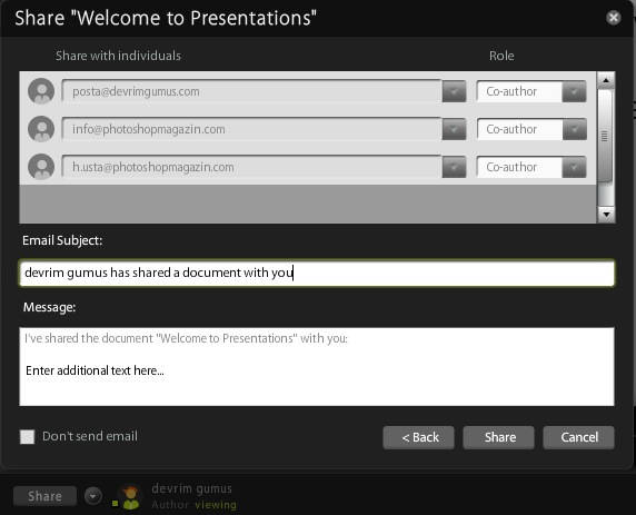 Presentations Share E-posta listesi