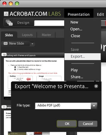 Presentations Export