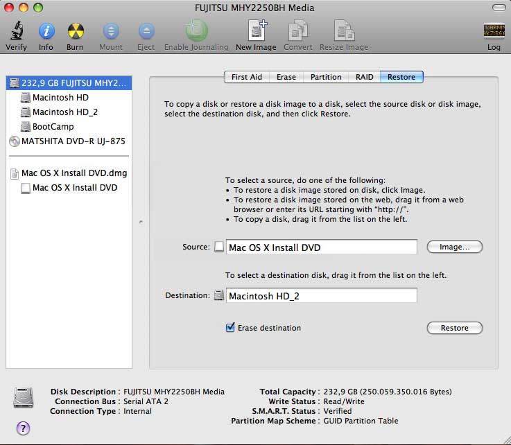 Restore Disk Image Restore Disk Image