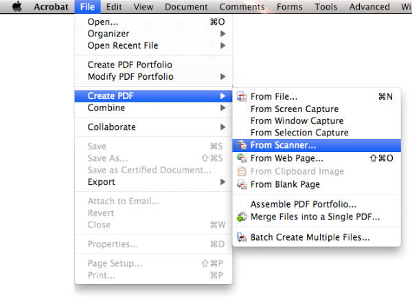 Create PDF from scanner