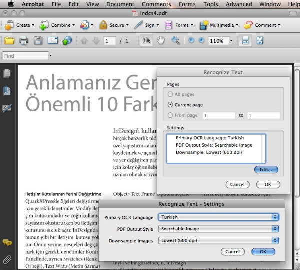 OCR ayarları