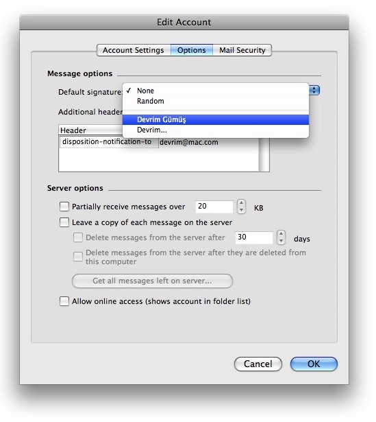 Account Options Account Options